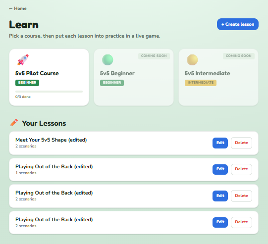 Soccer IQ Lab platform screenshot 2