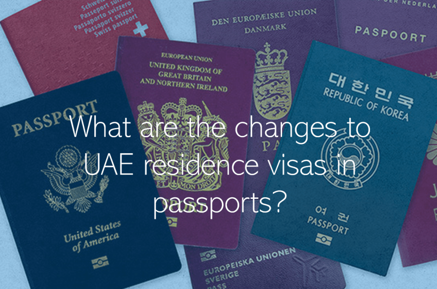 What are the changes to UAE residence visas in passports