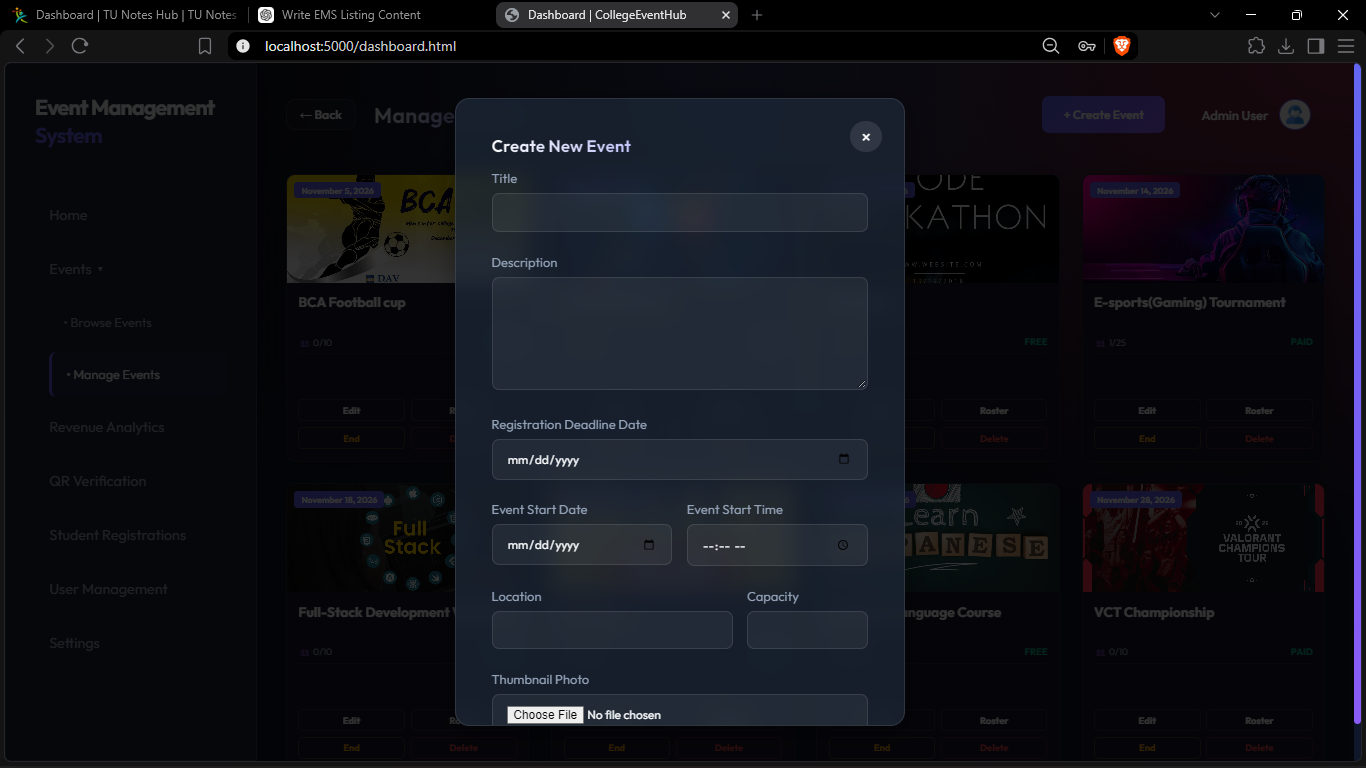 Event Management System – screenshot 2