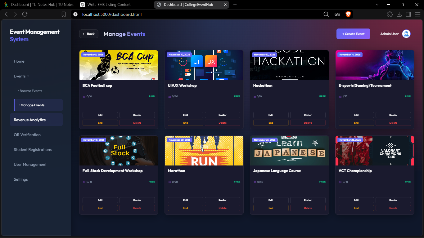 Event Management System – screenshot 3