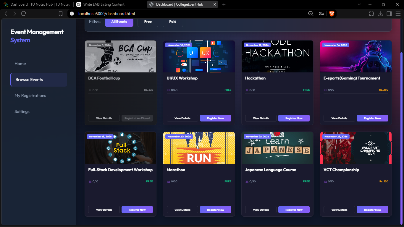 Event Management System – screenshot 4