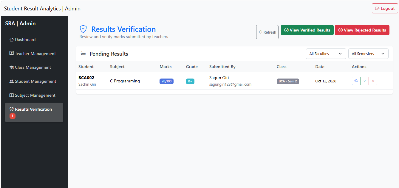 Student Result Analytics – screenshot 2