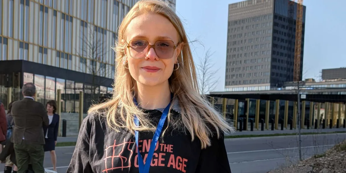 Tina Hogevik, riksordförande för Djurens Rätt, i Luxemburg 5 mars 2026.
