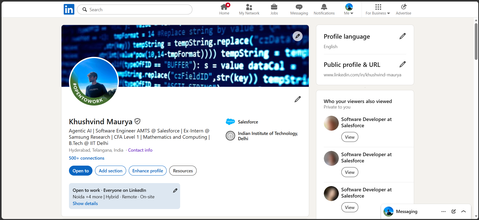 LinkedIn profile showing CFA Level 1