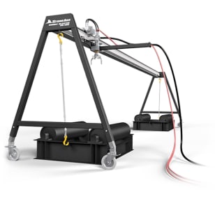 bundle blaster hydraulic cleaning system with adjustable frame, traverse rail, and optional bundle rollers