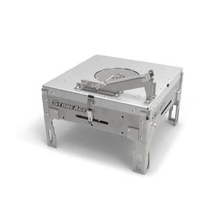 single modular hose containment drum with its closeable lid, mounting legs, and hose guide visible