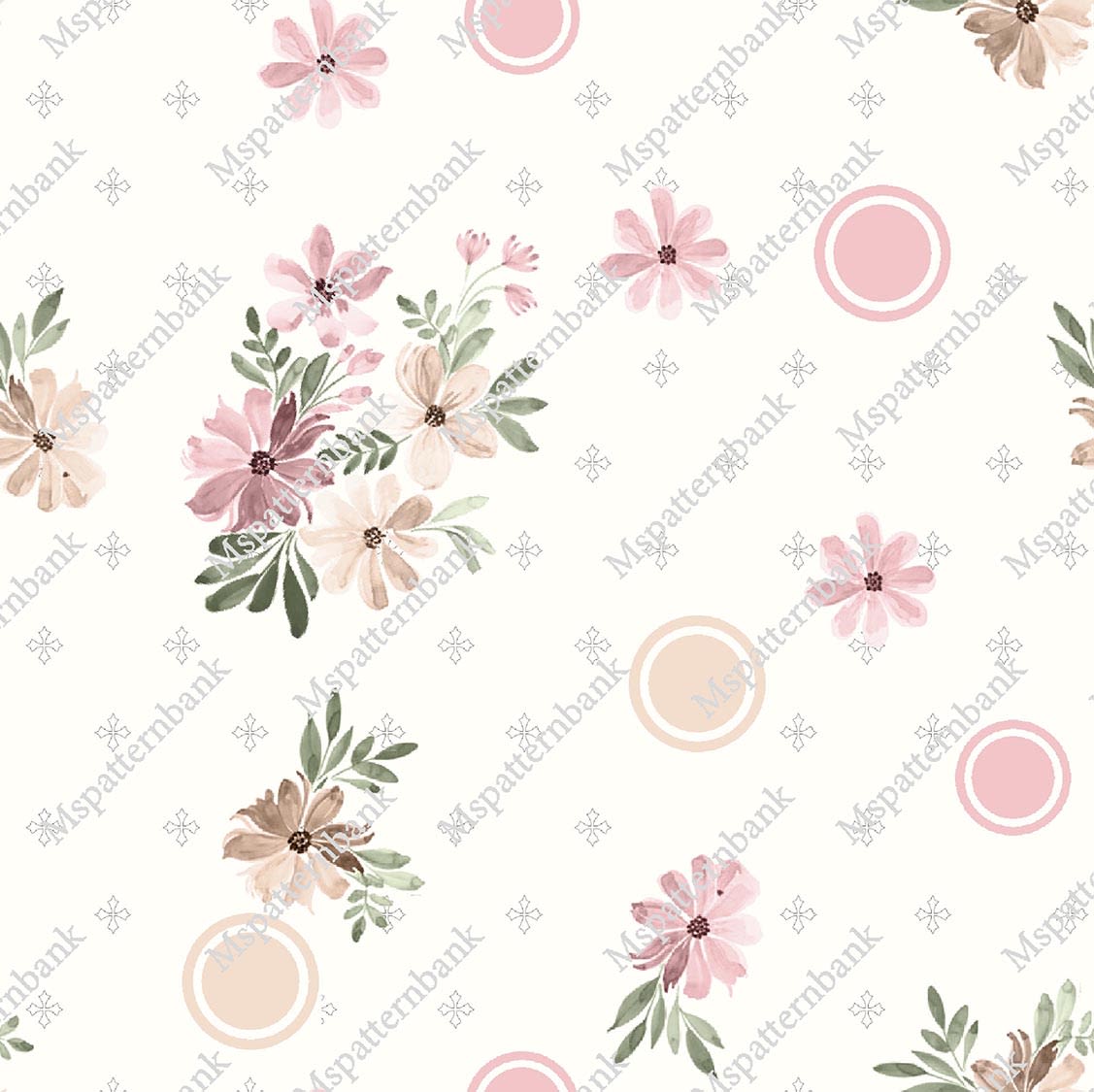 Modern Flower Seamless Repeat Pattern