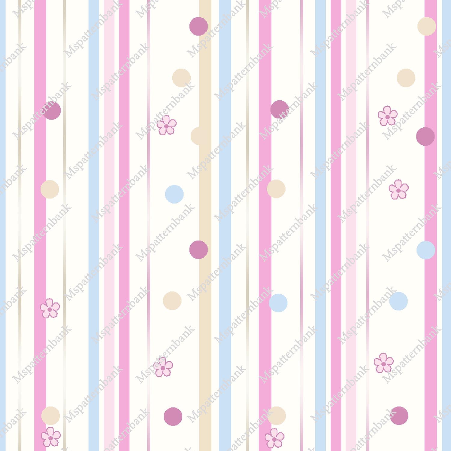 Stripe Floral Seamless Allover Pattern