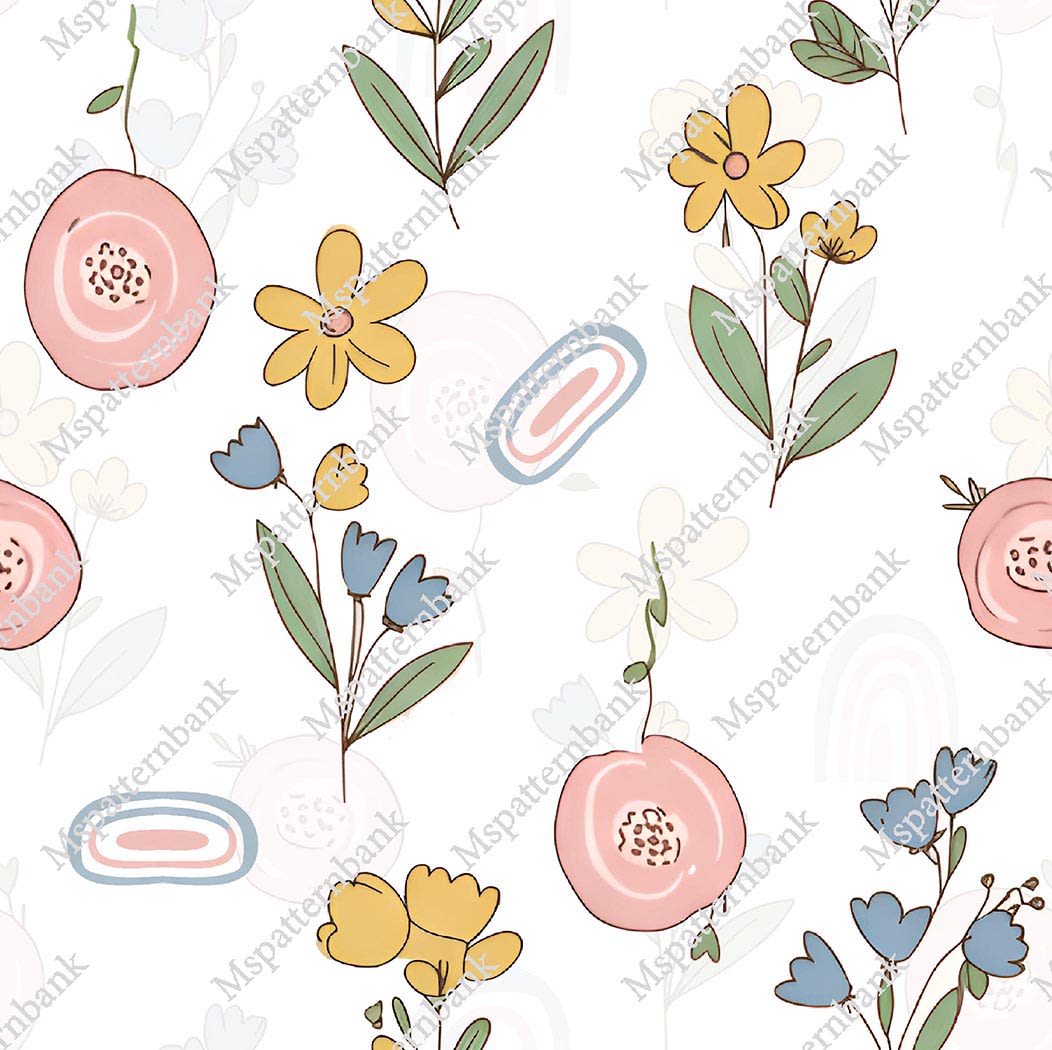 Minimal Floral Seamless Surface Pattern