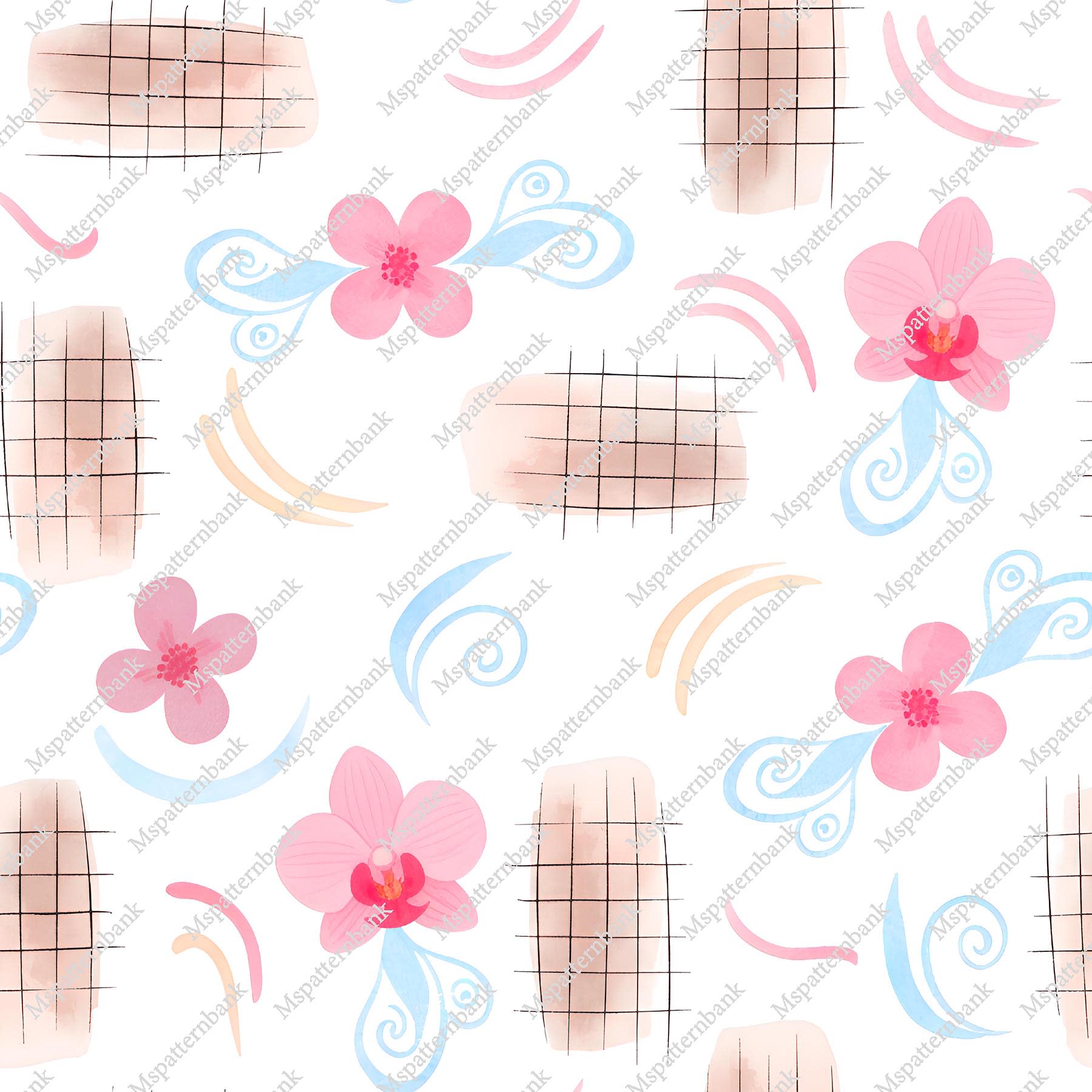 Minimal Floral Seamless Surface Pattern