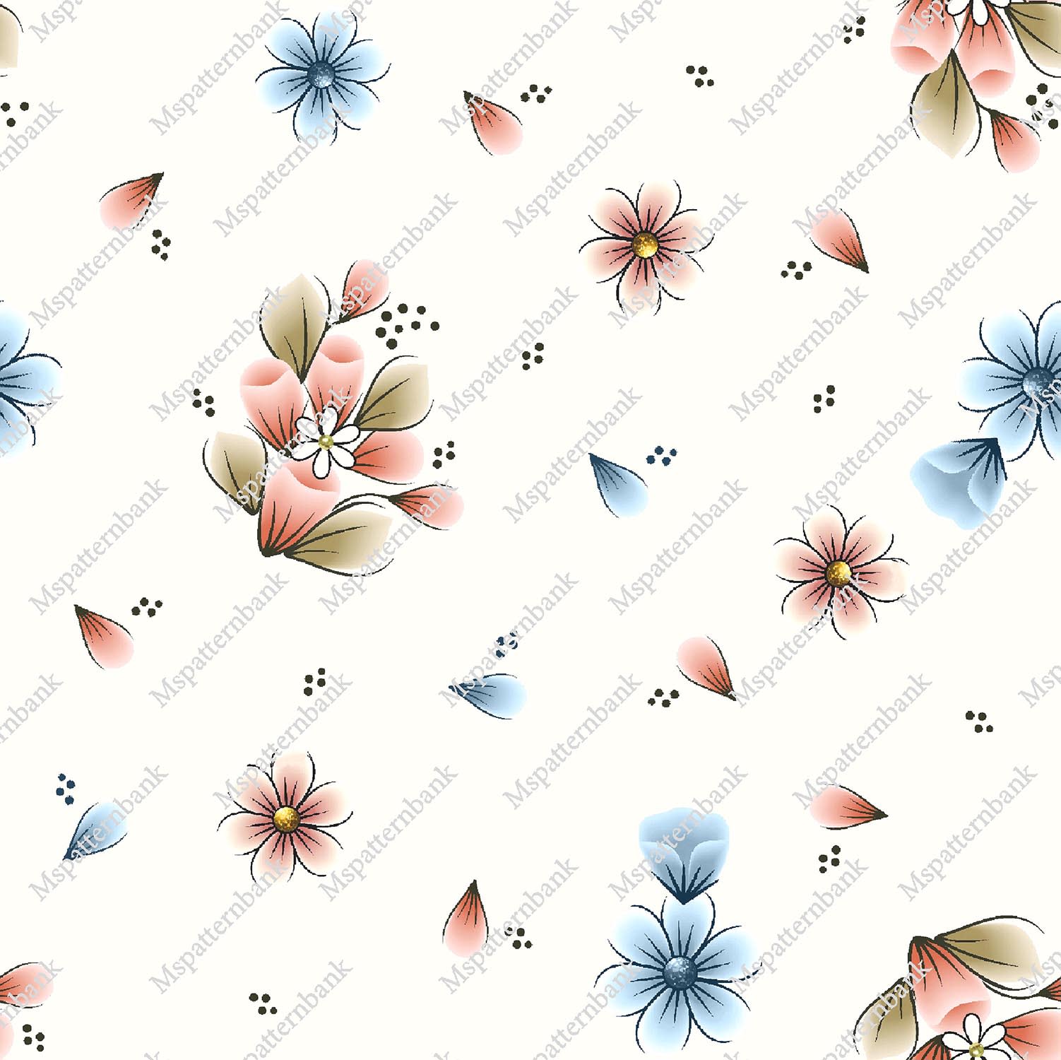 Colorful Floral Seamless Textile Pattern