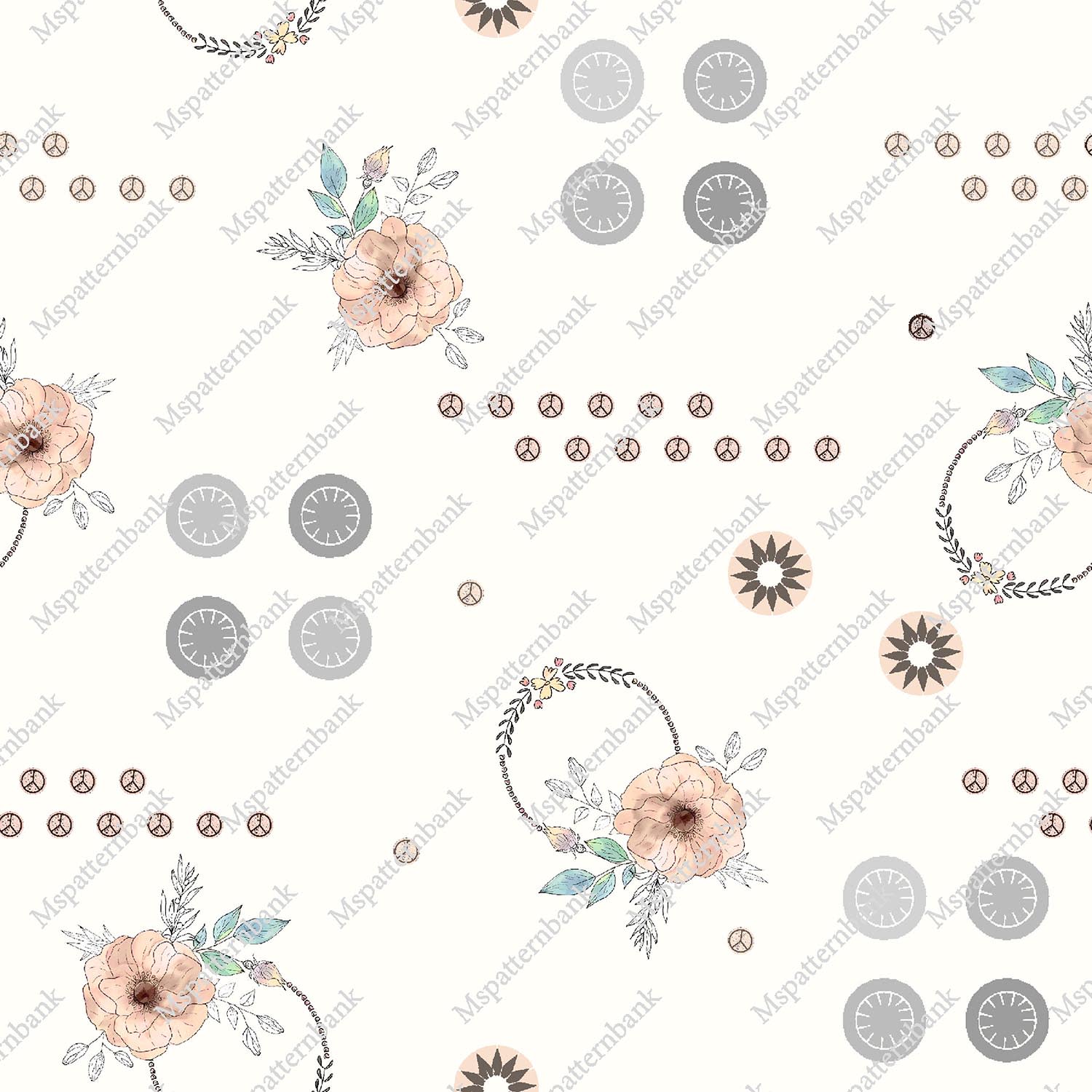 Minimal Floral Seamless Surface Pattern