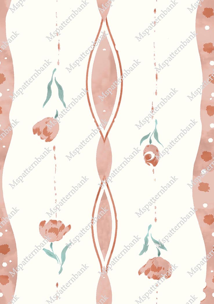 Stripe Flower Seamless Repeat Pattern