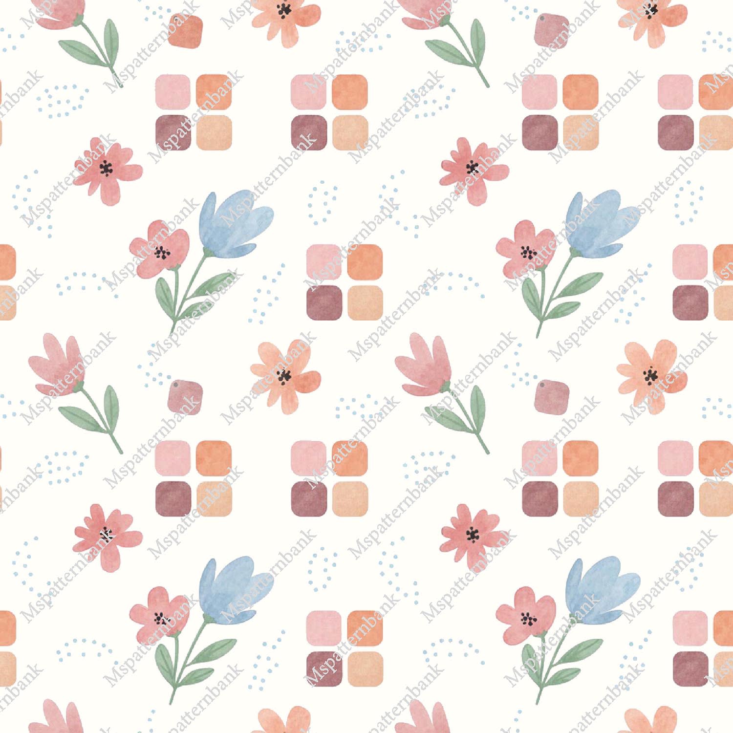 Hand Drawn Floral And Geometric Seamless Pattern