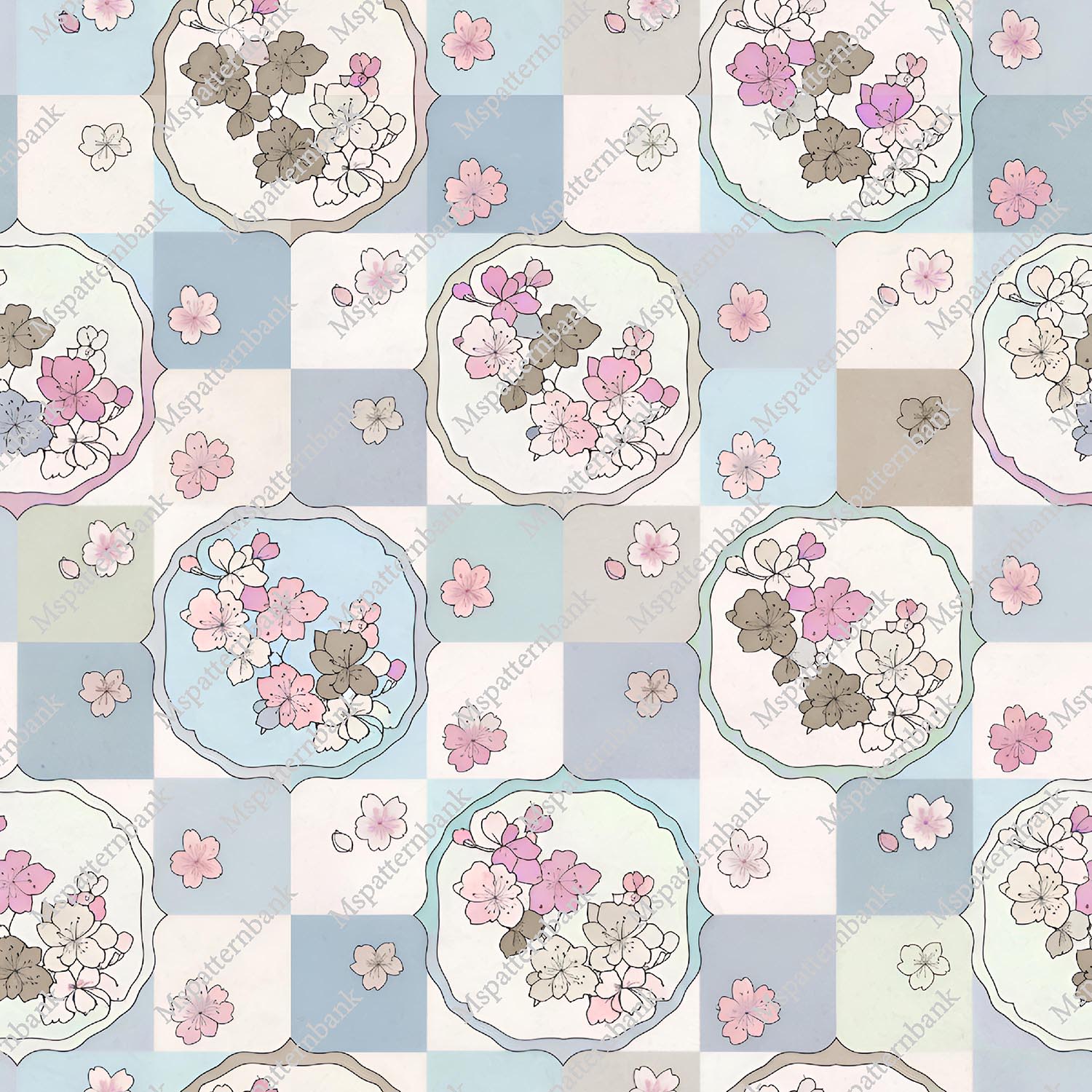 Minimal Floral Seamless Surface Pattern