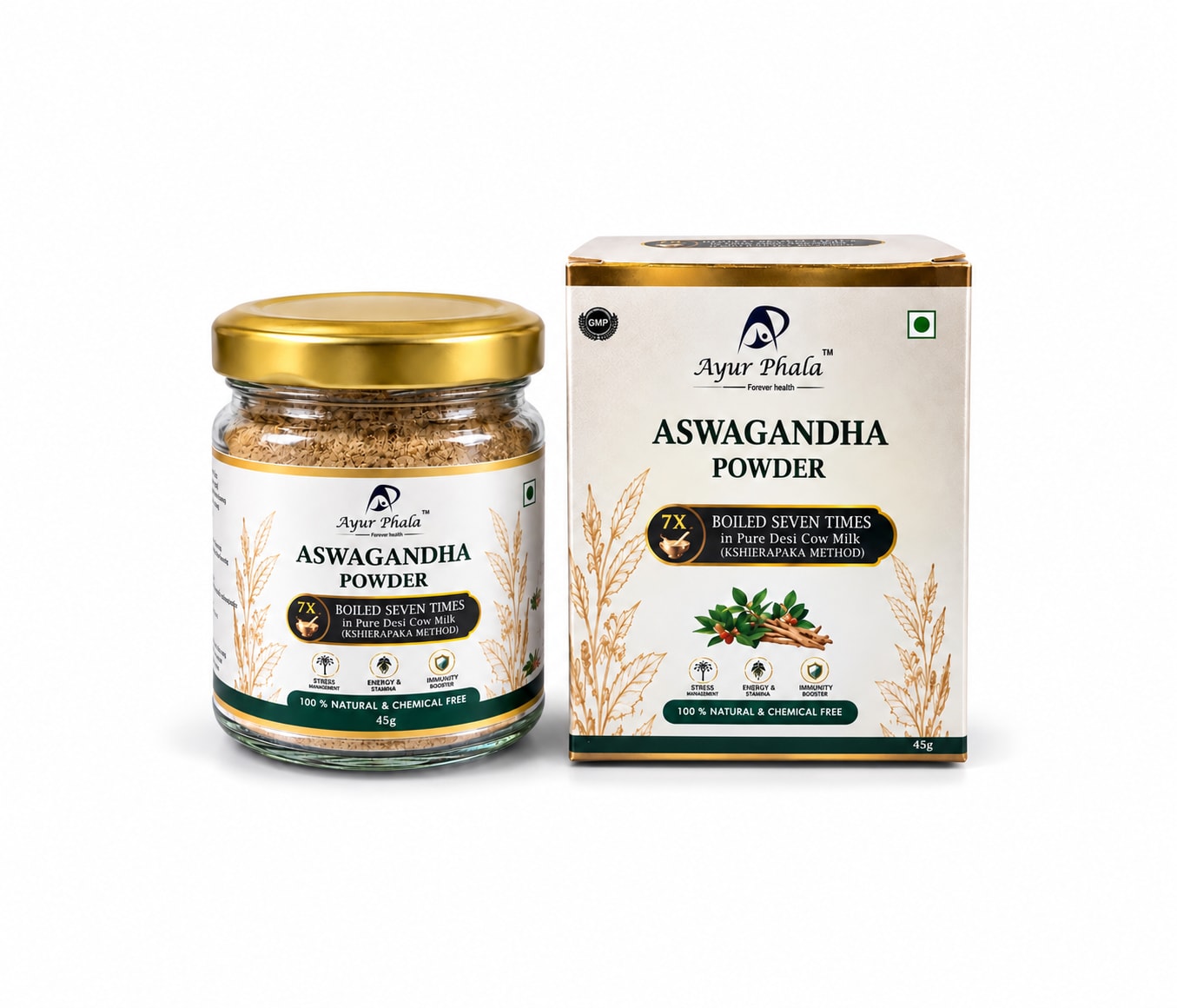 ASWAGANDHA POWDER - 7 TIMES (Bhavaned) IN DESI COW MILK