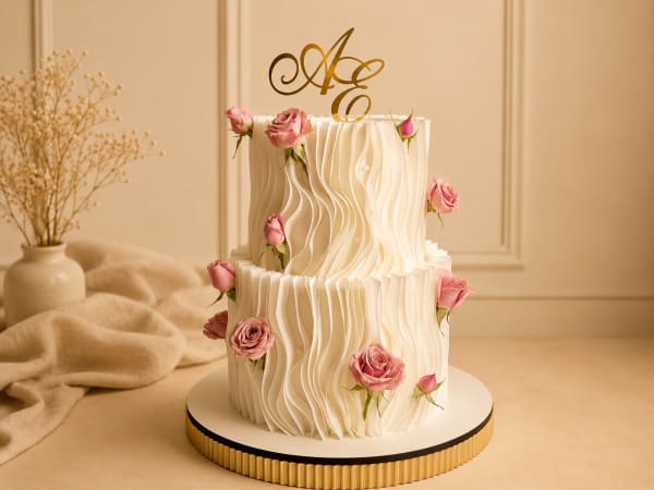 Ivory Wave Wedding Cake