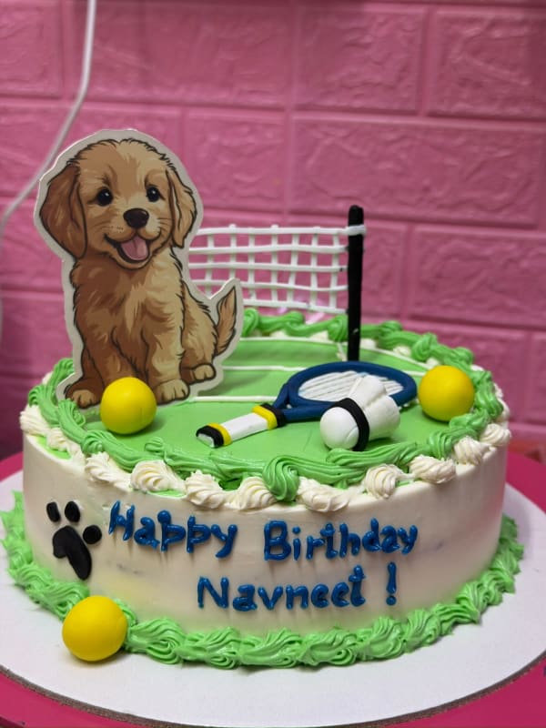 Golden Retriever Badminton Cake