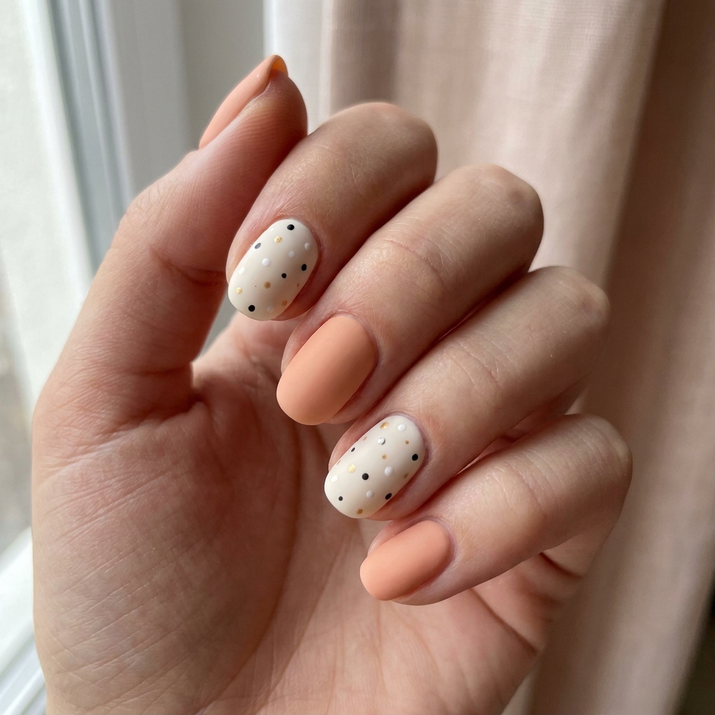 Soft Peach and White
