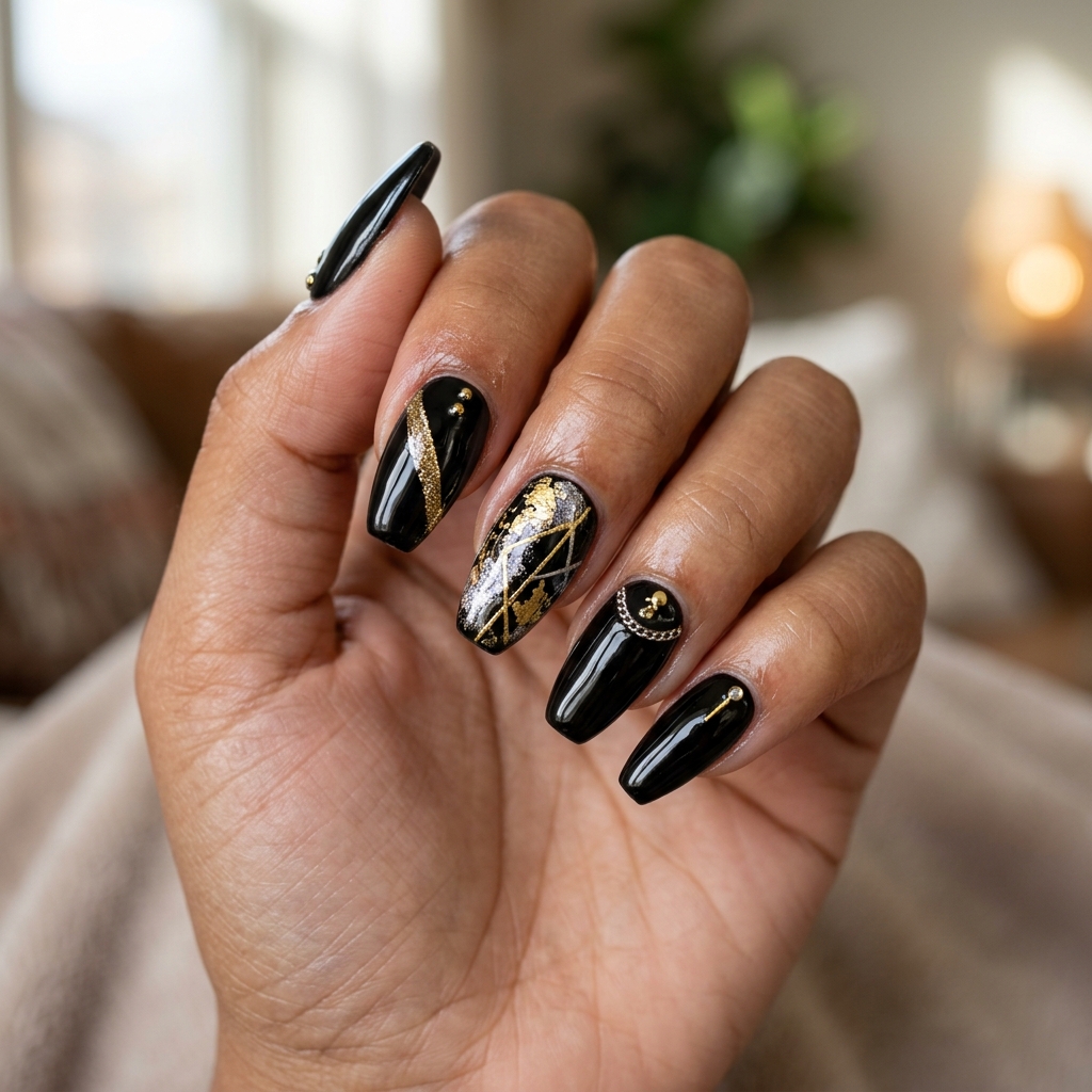 Black with Metallic Accents