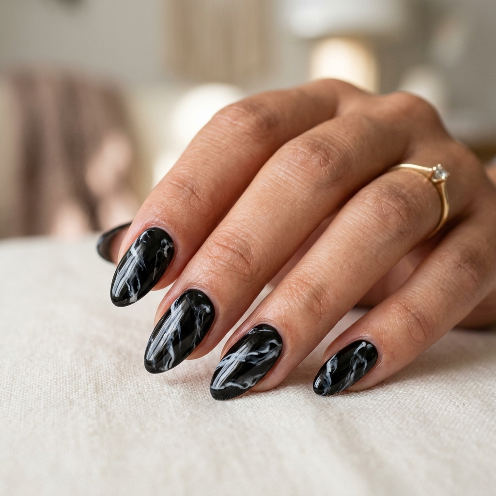 Black Marble Nails