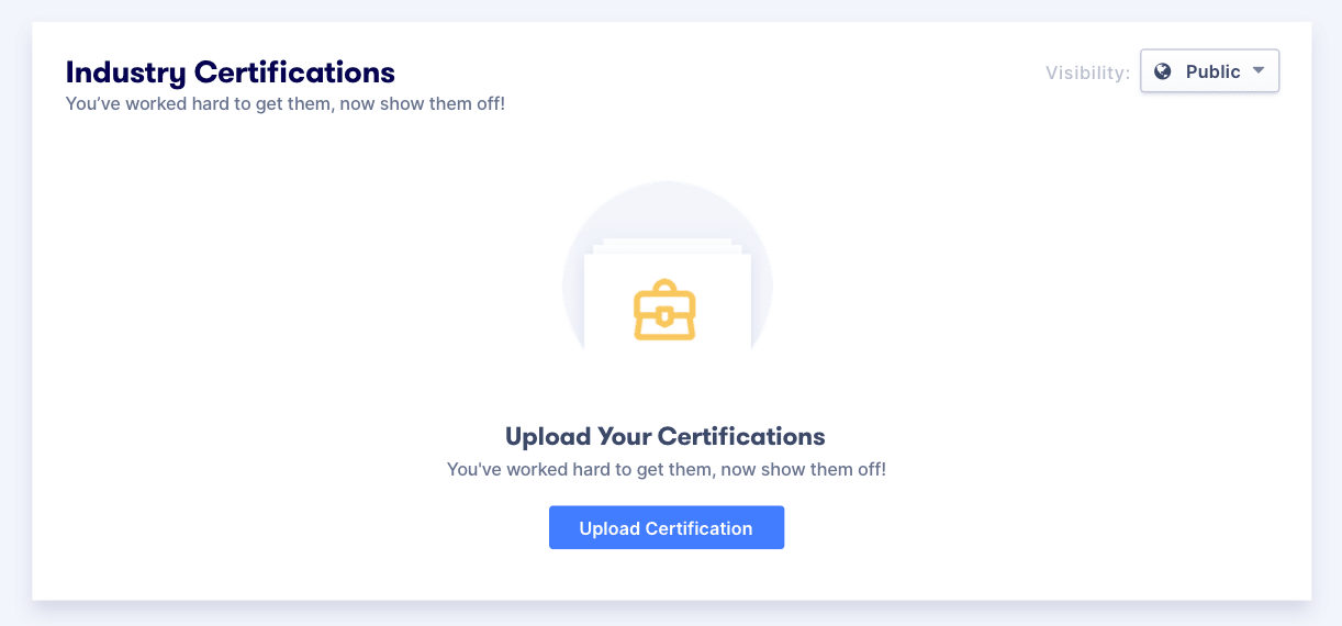 The certificate section of the original Cloud Profile