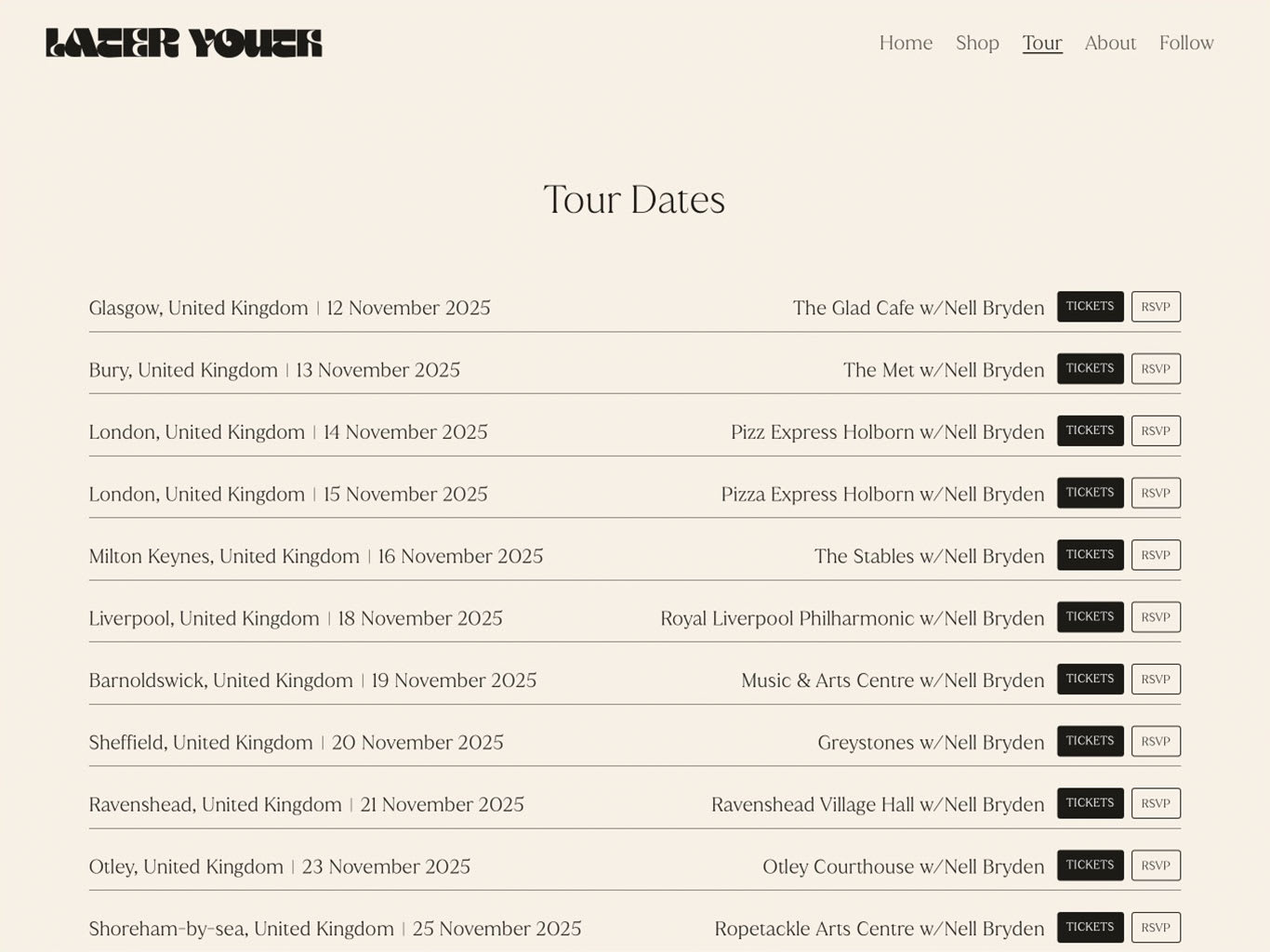 Later Youth — European Tour Creative & Visual Identity