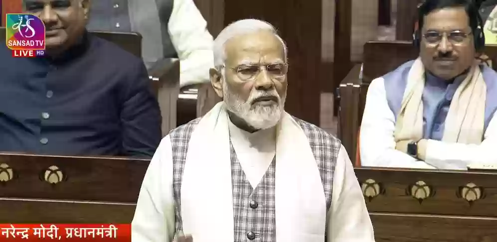 PM Modi targeted Congress in Rajya Sabha, said Nehru was against reservation, Congress gave Bharat Ratna to his family only.