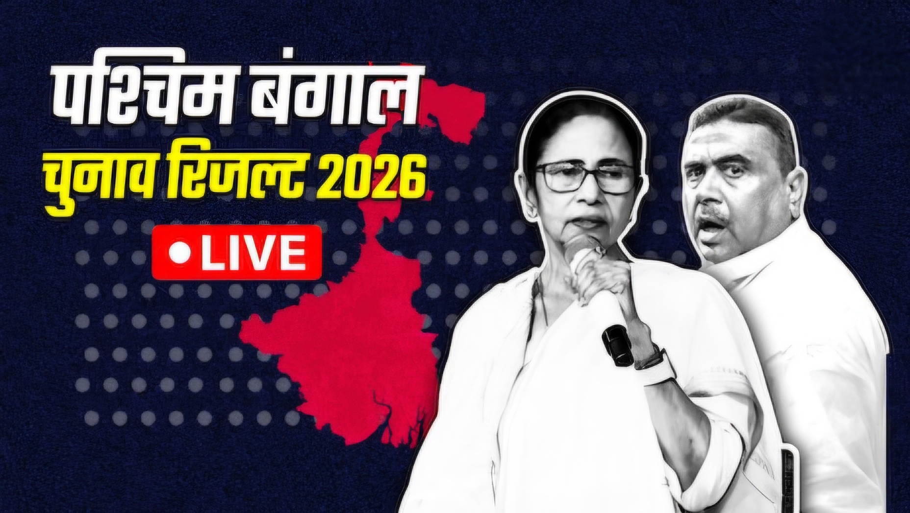 पश्चिम बंगाल चुनाव परिणाम 2026: BJP 196 सीटों पर आगे, 45% वोट शेयर—TMC सिमटी, बड़ा जनादेश संकेत
