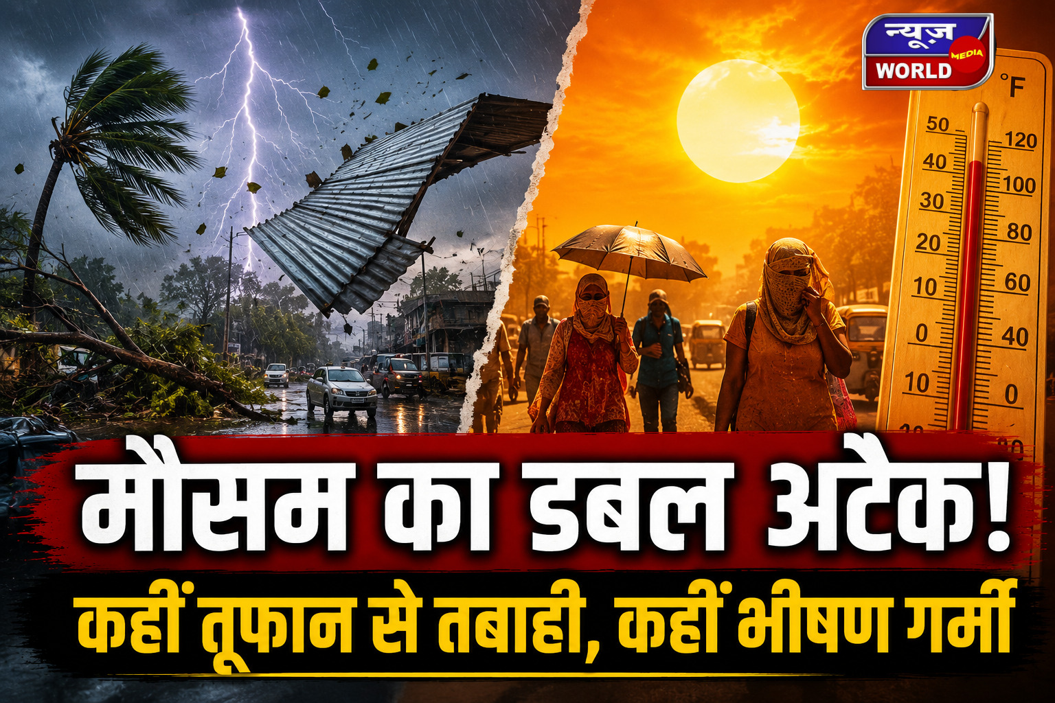 देश में मौसम का डबल अटैक! कहीं तूफान से तबाही, कहीं 46°C पार तापमान