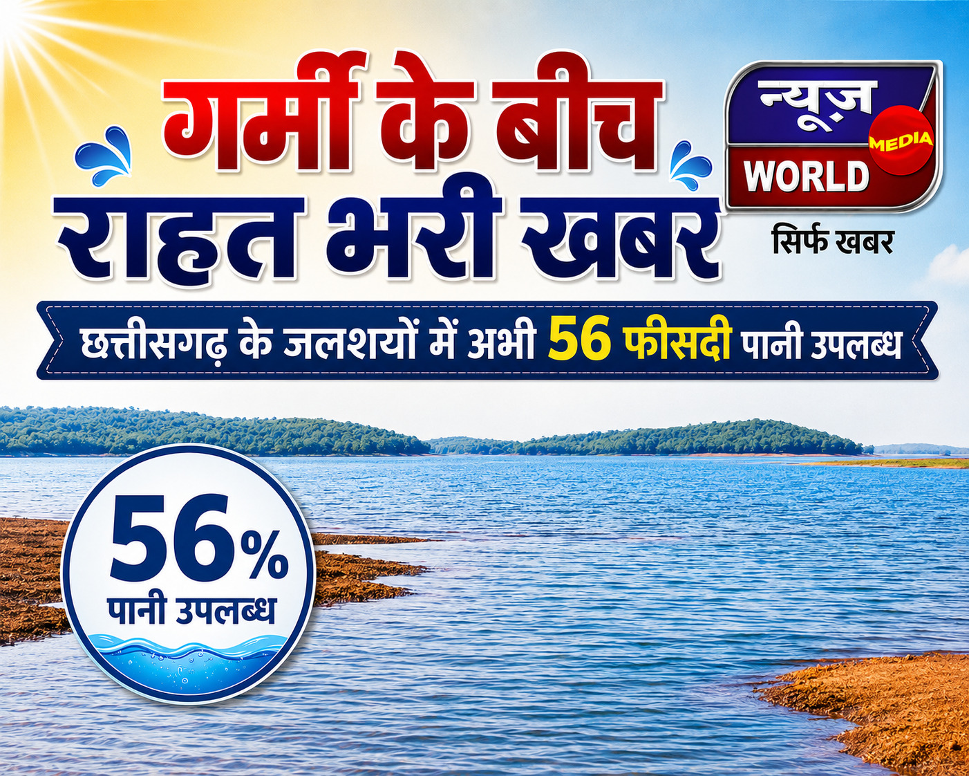 राहत भरी खबर: छत्तीसगढ़ के जलाशयों में पानी के भंडारण की स्थिति पिछले दो वर्षों की तुलना में बेहतर, अभी 56 फीसदी उपलब्धता