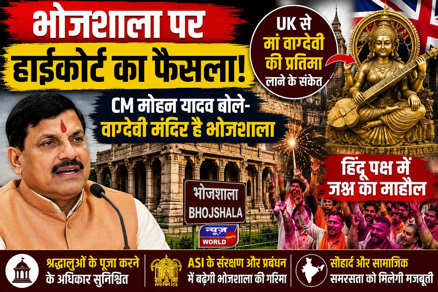 भोजशाला पर हाईकोर्ट फैसले पर CM मोहन यादव बोले- वाग्देवी की प्रतिमा UK से लाएंगे