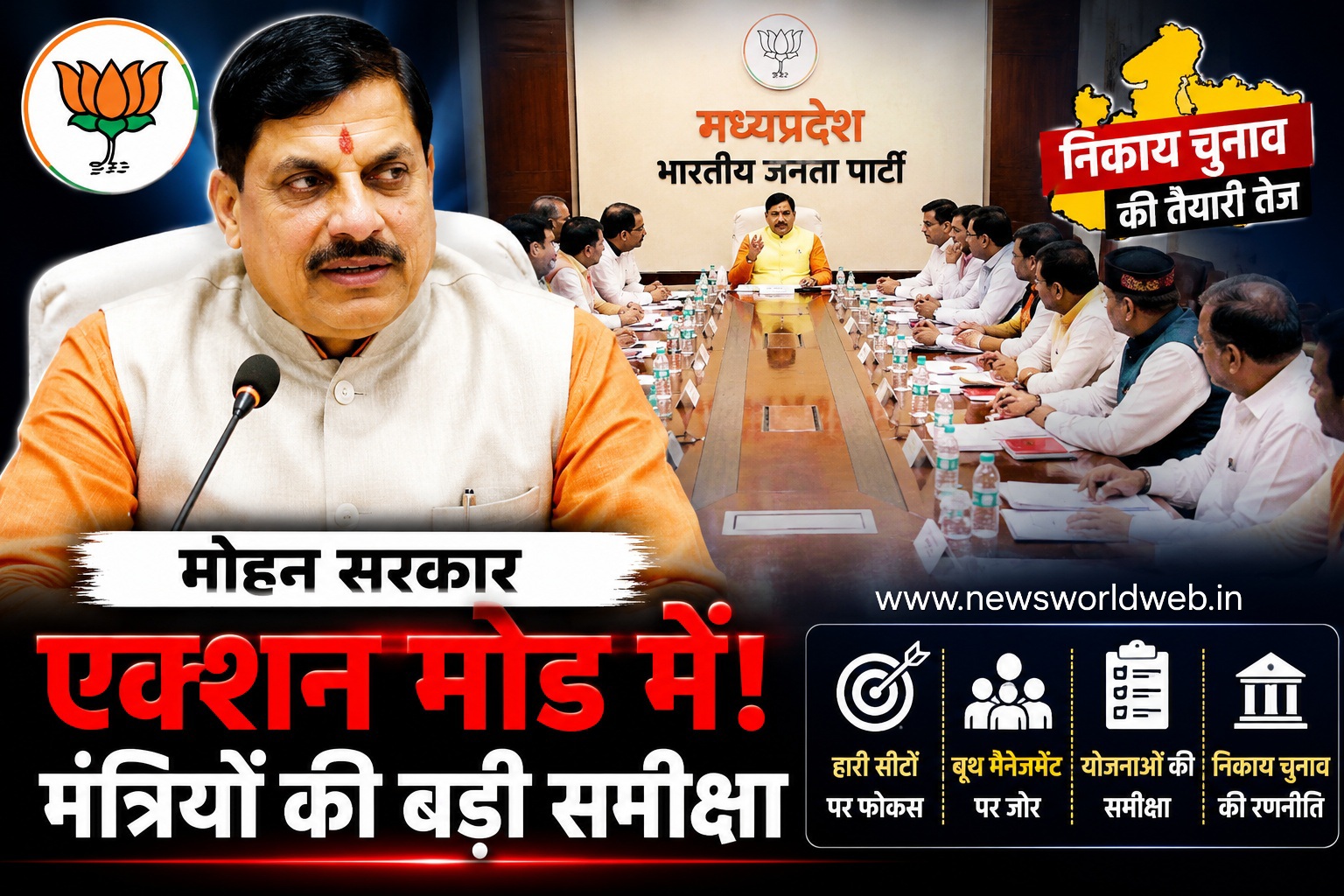 निकाय चुनाव से पहले मोहन सरकार की मैराथन बैठक, मंत्रियों से पूछा- कितने दौरे किए?