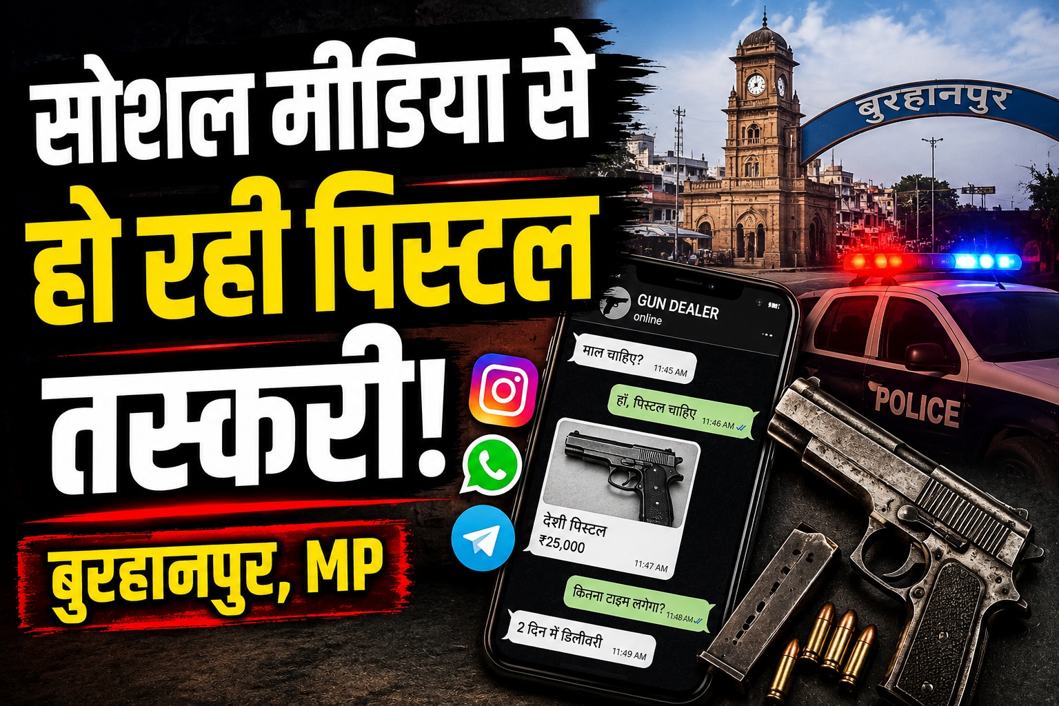 MP में हाईटेक हुआ हथियार कारोबार, इंस्टाग्राम-व्हाट्सऐप से बिक रहीं देशी पिस्टलें