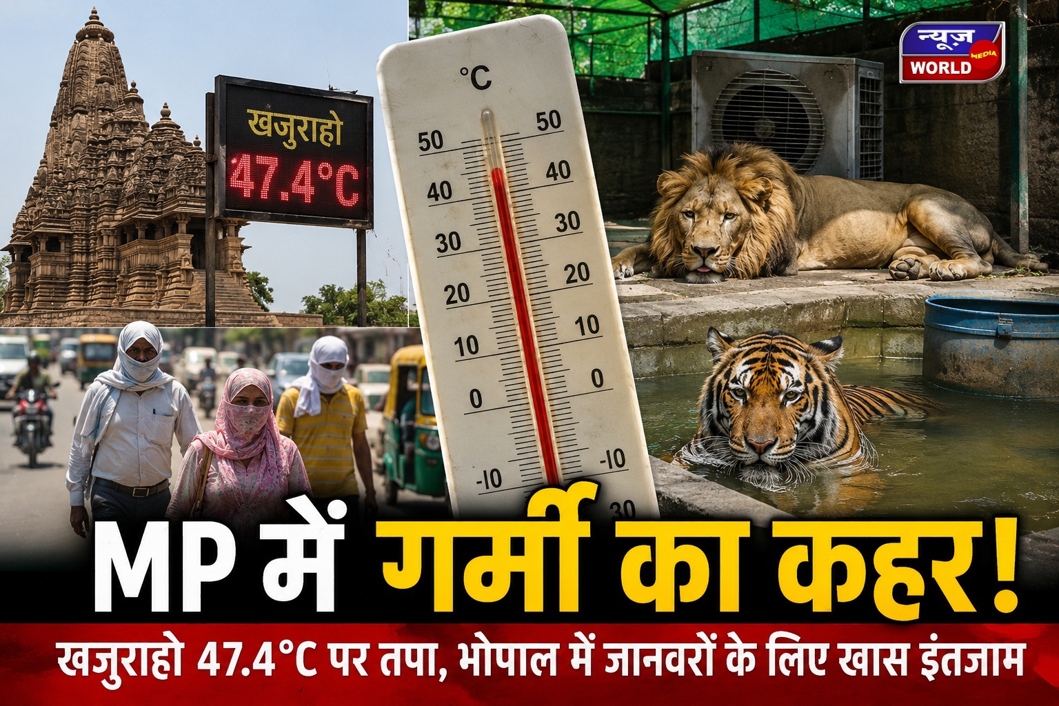 मध्य प्रदेश में गर्मी का कहर: खजुराहो 47.4°C पर तपा, भोपाल में जानवरों के लिए कूलर-पर्दे