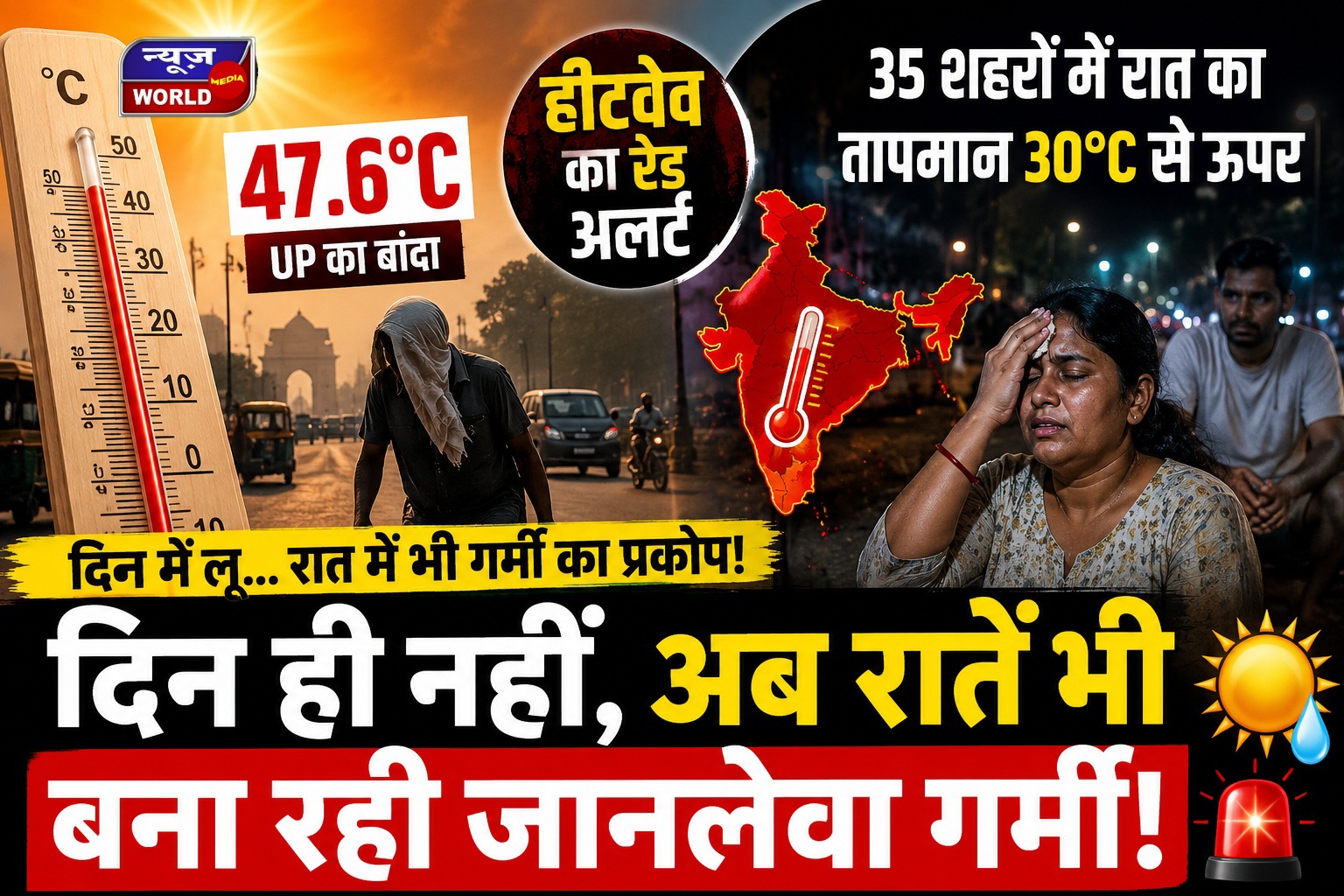 हीटवेव से तप रहा देश, 35 शहरों में रात का तापमान 30°C के पार