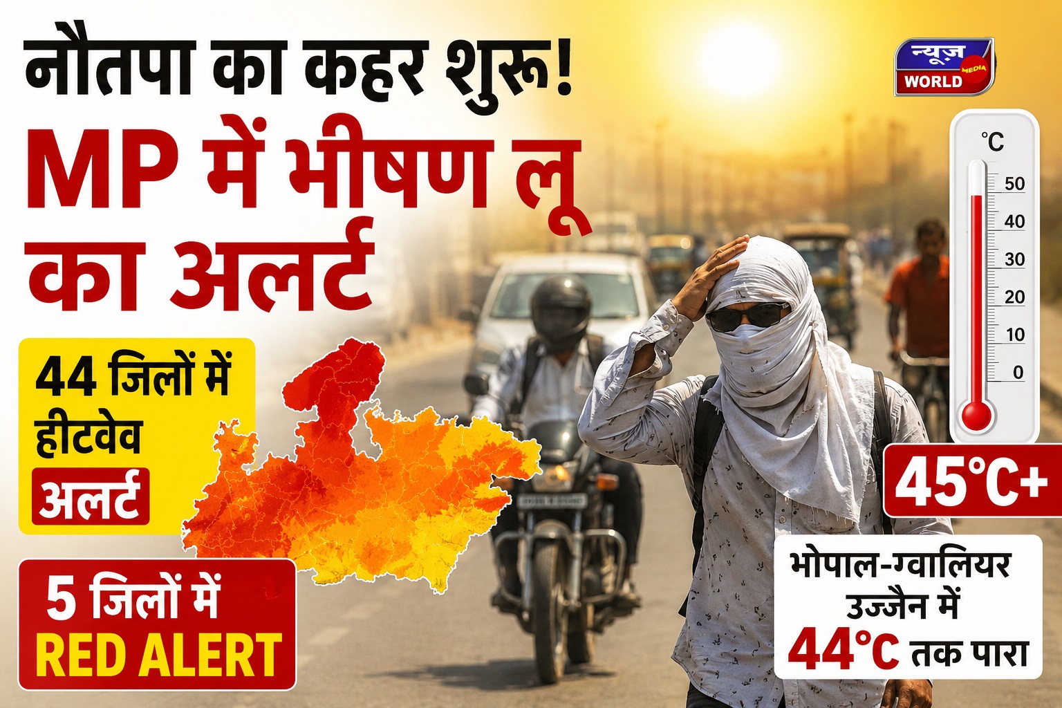 नौतपा शुरू होते ही MP में कहर, 44 जिलों में लू का अलर्ट, 5 जिलों में रेड वार्निंग