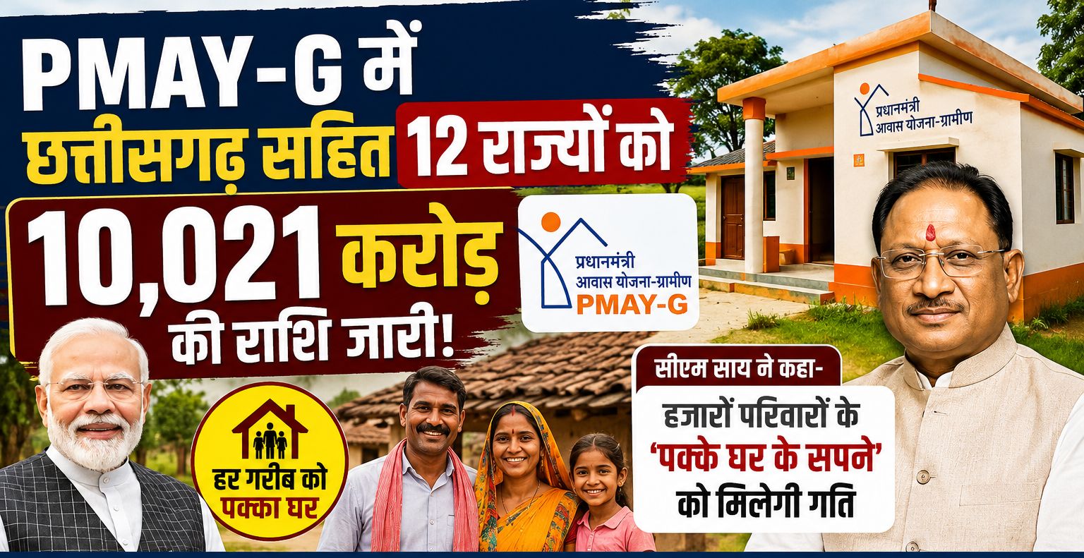 PMAY-G में छत्तीसगढ़ सहित 12 राज्यों को 10,021 करोड़ की राशि जारी, सीएम साय ने कहा- हजारों परिवारों के ‘पक्के घर के सपने’ को मिलेगी गति
