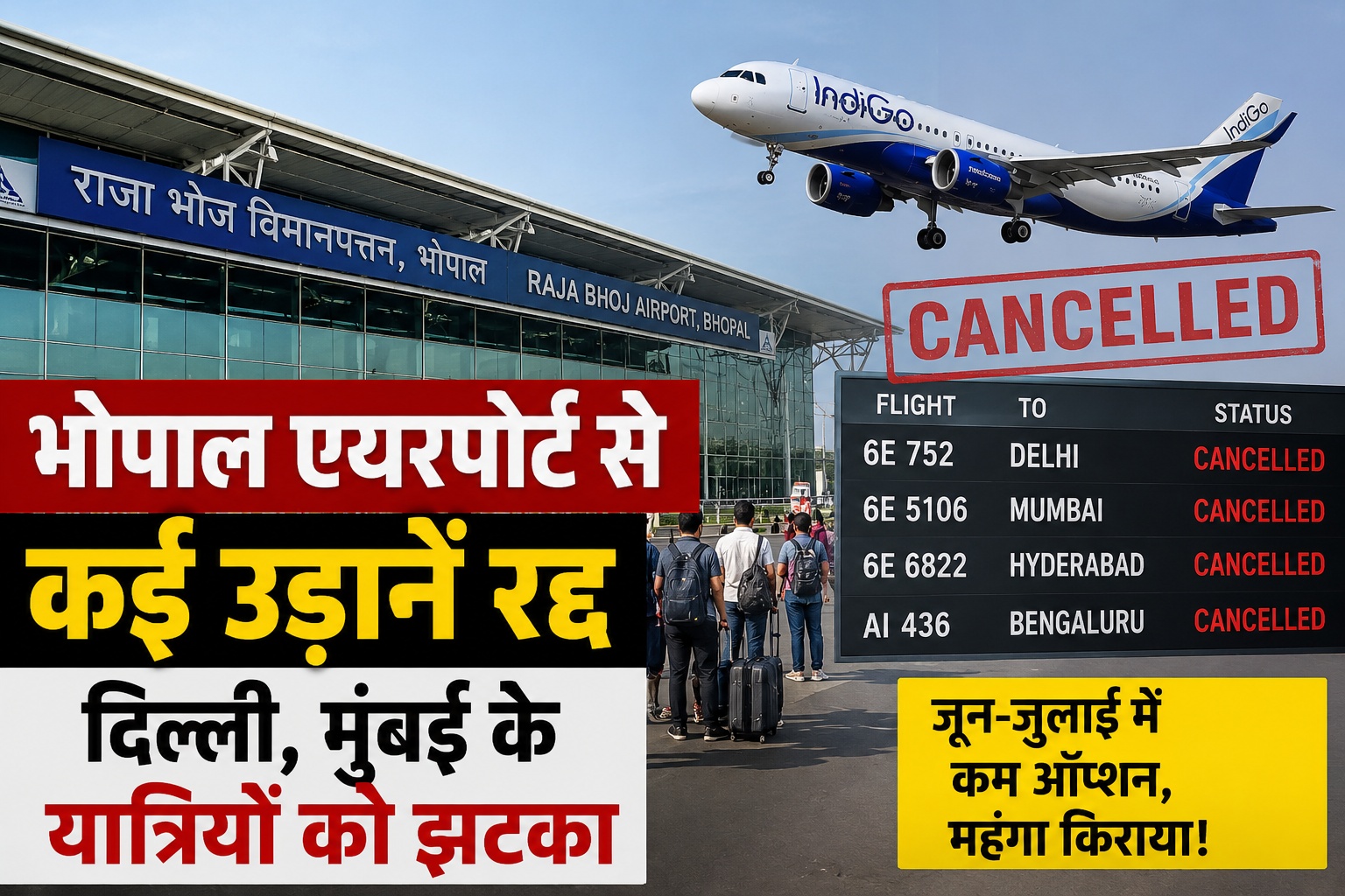 अचानक क्यों बंद हुईं भोपाल से कई उड़ानें? दिल्ली, मुंबई और हैदराबाद रूट पर बड़ा बदलाव