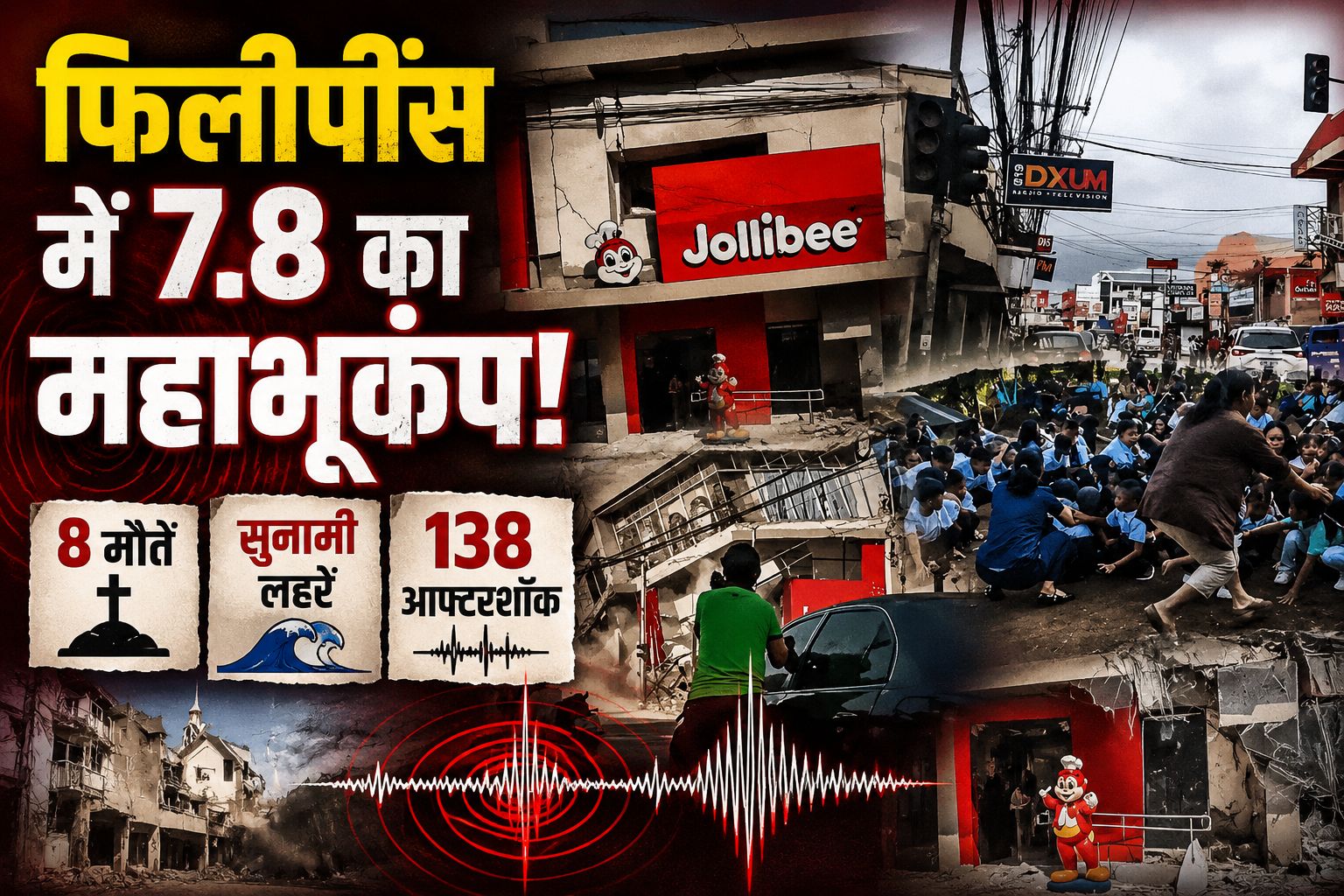 फिलीपींस भूकंप: 7.8 तीव्रता के झटकों से तबाही, 8 मौतें, 138 आफ्टरशॉक ने बढ़ाई चिंता