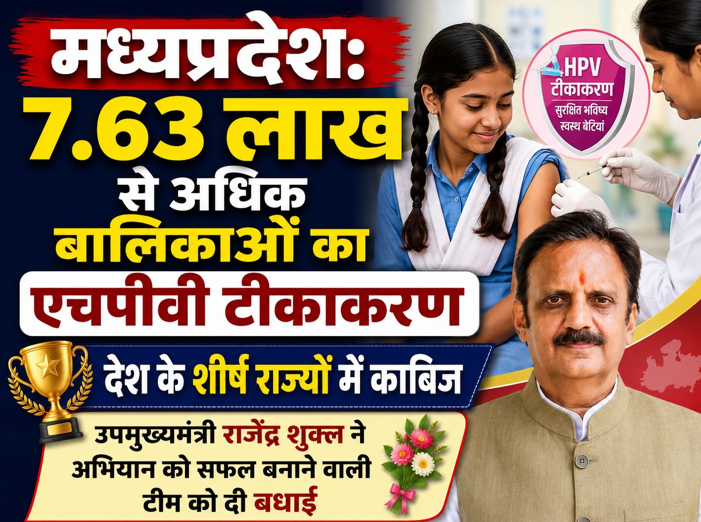 एमपी में 7.63 लाख से अधिक बालिकाओं का एचपीवी टीकाकरण, देश के शीर्ष राज्यों में शामिल: राजेंद्र शुक्ल