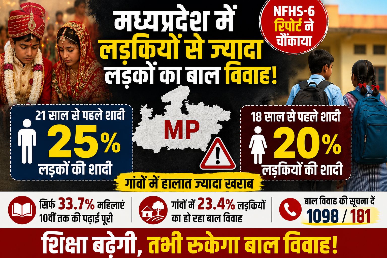 MP Child Marriage: मध्यप्रदेश में लड़कियों से ज्यादा लड़कों का बाल विवाह, NFHS रिपोर्ट ने चौंकाया