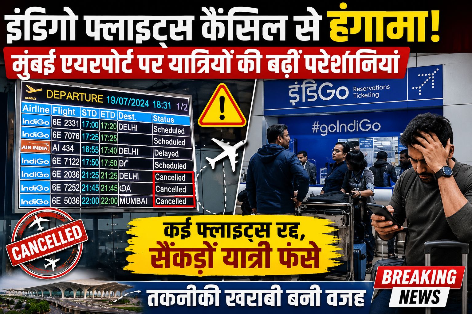 इंडिगो फ्लाइट का टेक-ऑफ अंतिम क्षणों में रोका, मुंबई से भोपाल जा रहे 221 यात्रियों में मची घबराहट