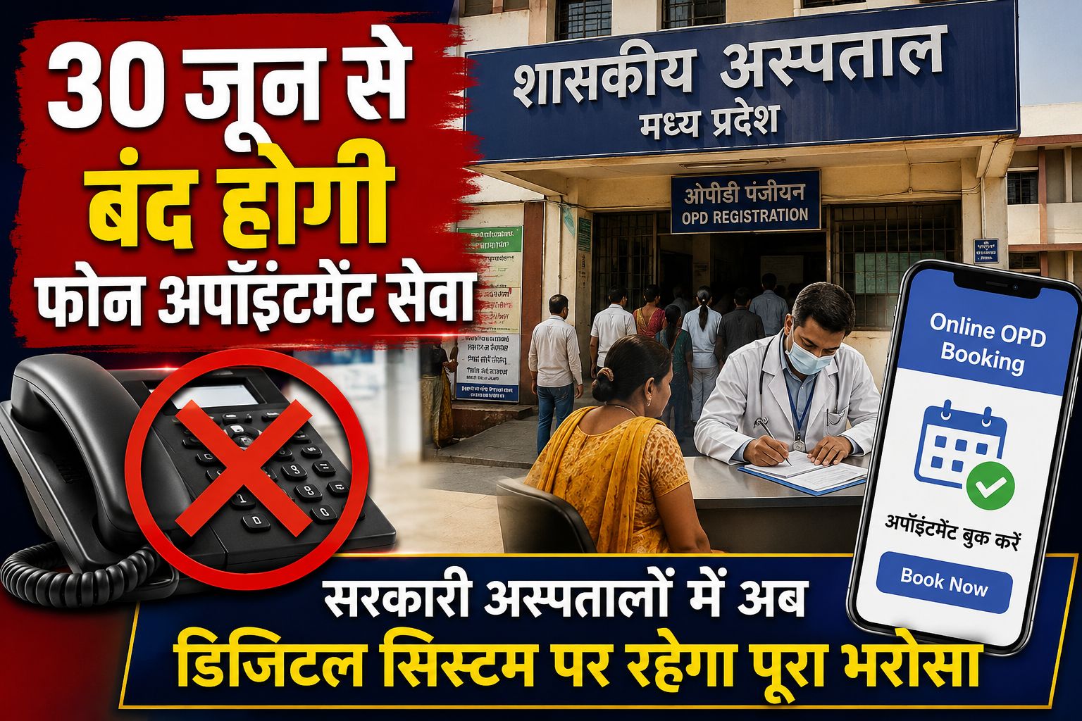 मध्य प्रदेश सरकारी अस्पताल: 30 जून के बाद फोन से डॉक्टर अपॉइंटमेंट नहीं, जानिए क्या बदलेगा