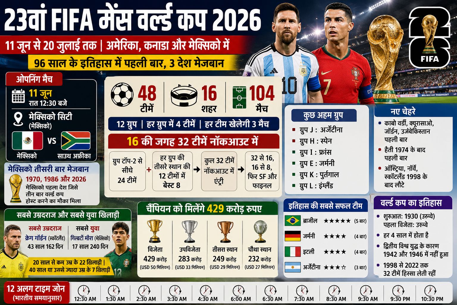FIFA World Cup 2026: पहली बार 48 टीमें, 3 मेजबान देश और 104 मैच, जानिए पूरा नया फॉर्मेट