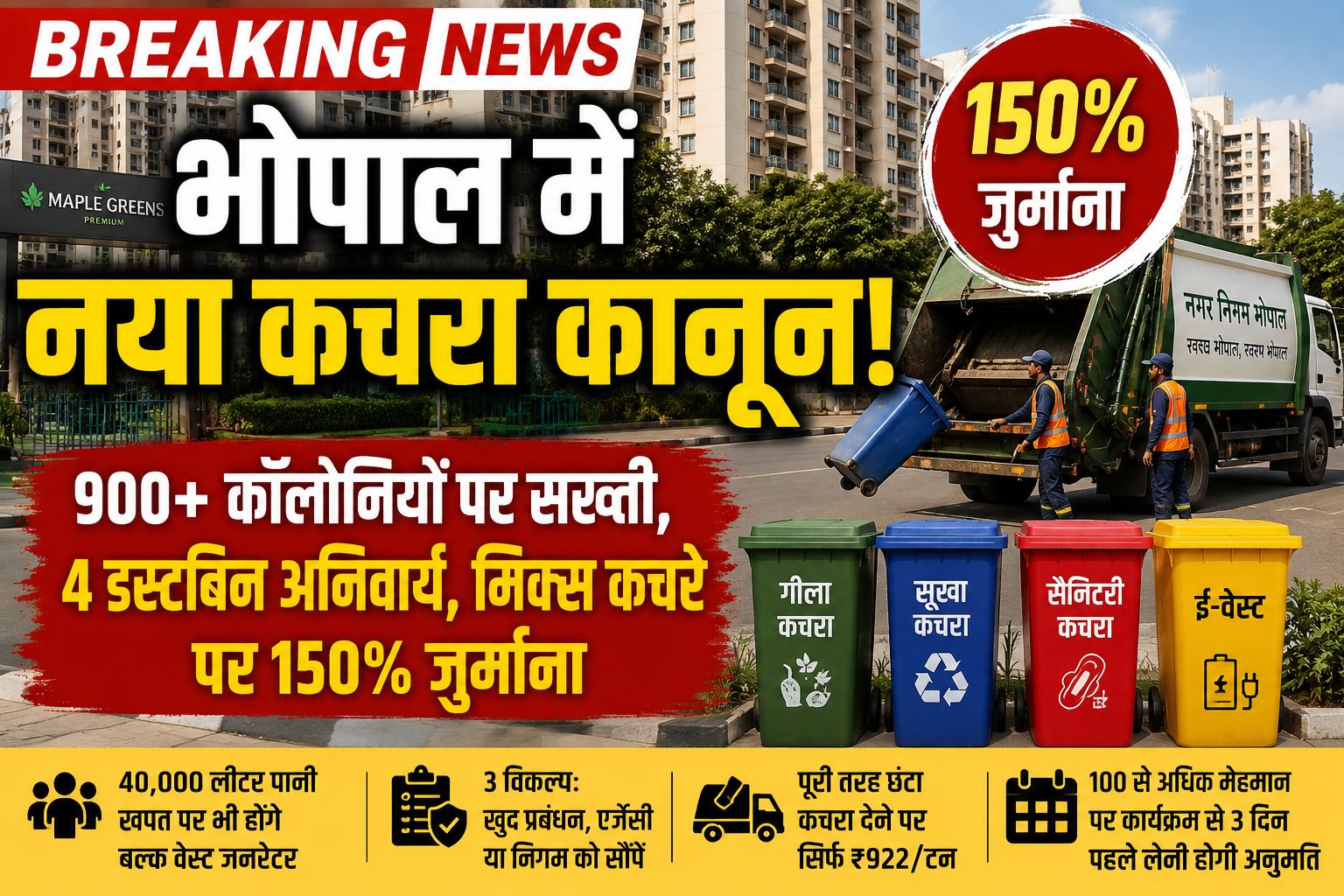 भोपाल का नया नियम: 40 हजार लीटर पानी खर्च किया तो खुद उठानी होगी कचरे की जिम्मेदारी