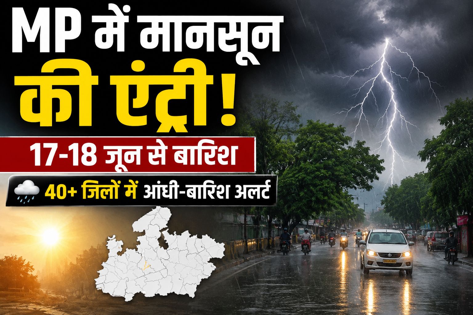 MP Monsoon: 17-18 जून को होगी मानसून की एंट्री, 40 जिलों में आंधी-बारिश और ओलावृष्टि का अलर्ट