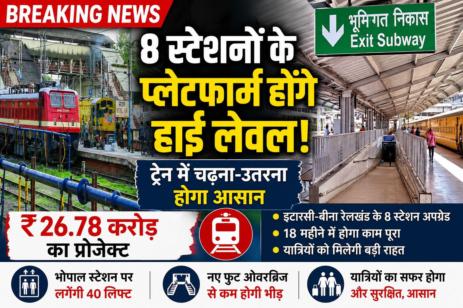 भोपाल रेल मंडल में 26.78 करोड़ से होगा बड़ा काम, 8 स्टेशनों के प्लेटफार्म होंगे अपग्रेड