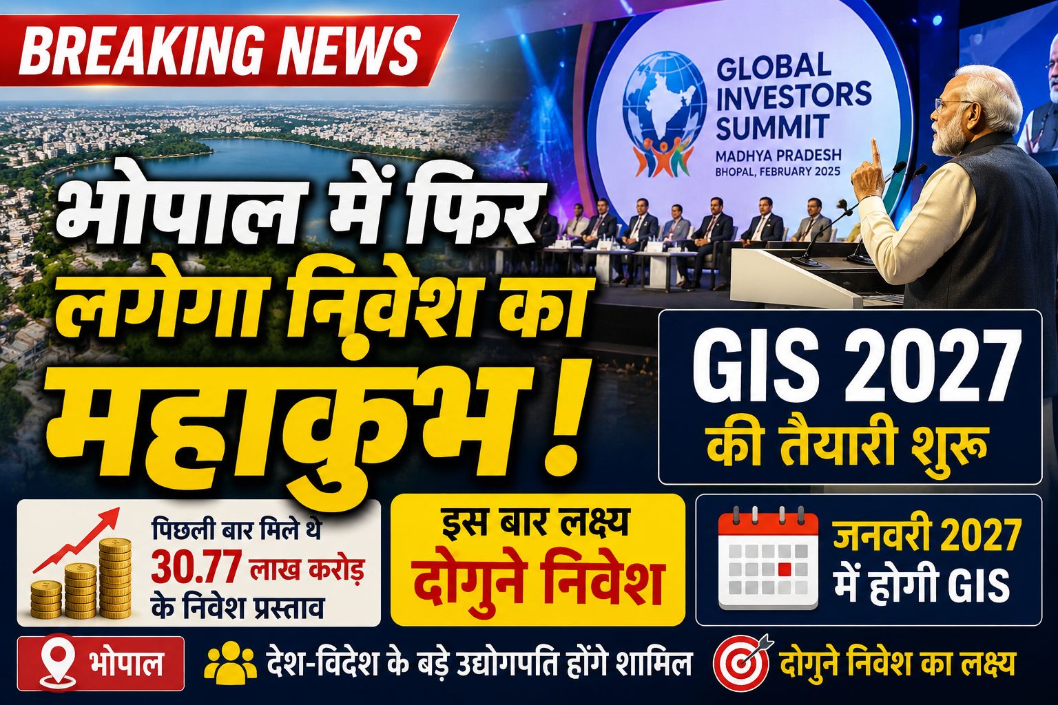 भोपाल में फिर लगेगा निवेश का महाकुंभ, GIS 2027 में दोगुने निवेश प्रस्तावों का लक्ष्य