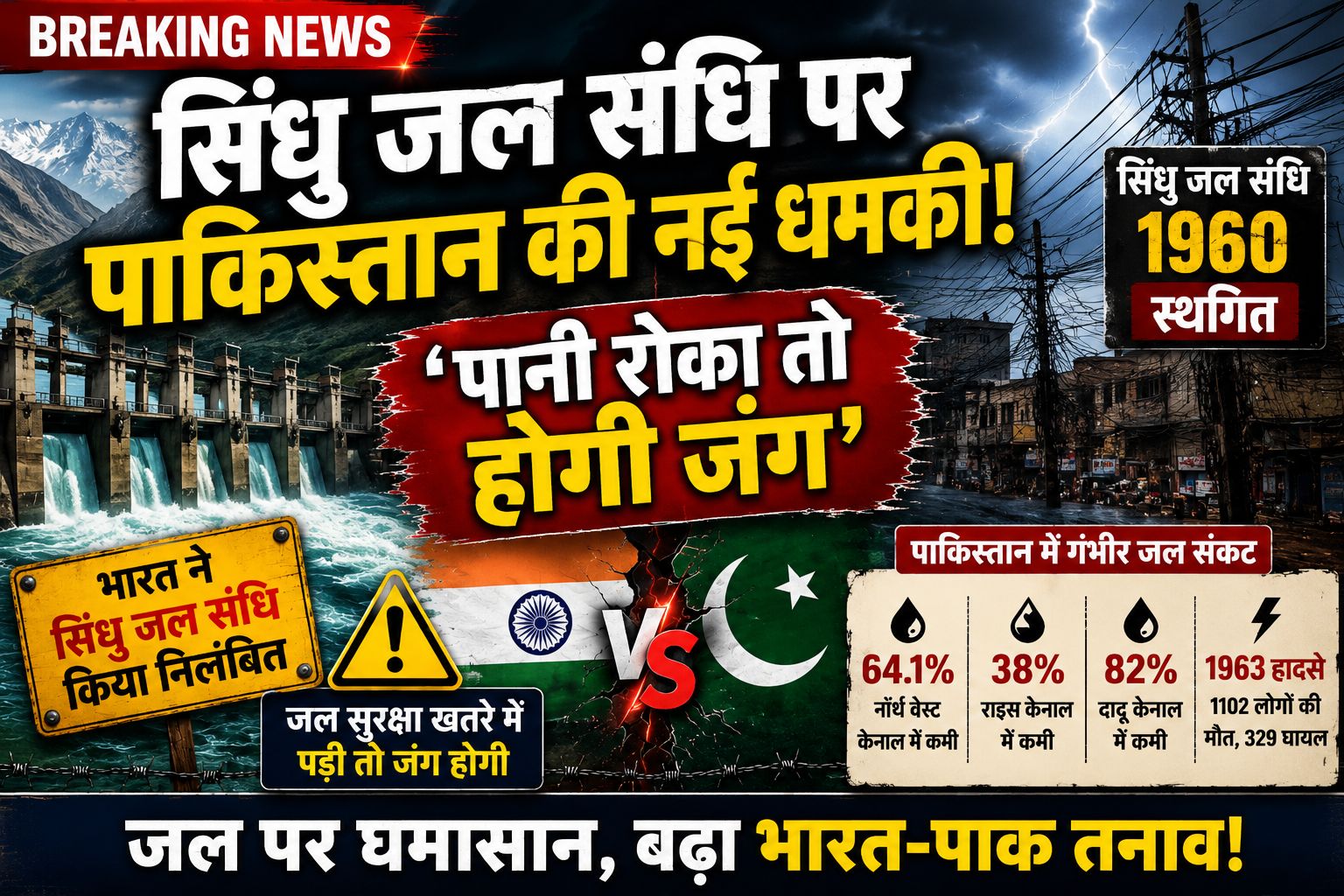 पानी पर बढ़ा तनाव! सिंधु जल संधि स्थगित होने के बीच पाकिस्तान ने दी युद्ध की धमकी